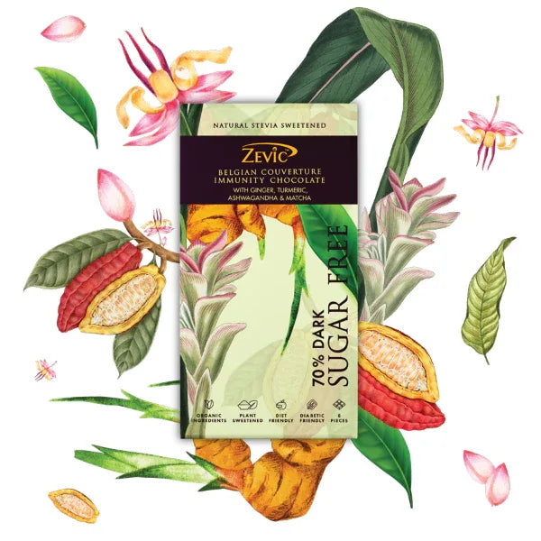 70% Dark Belgian Couverture Immunity Chocolate with Ginger,Turmeric,Ashwagandha-96g - Orgoshops