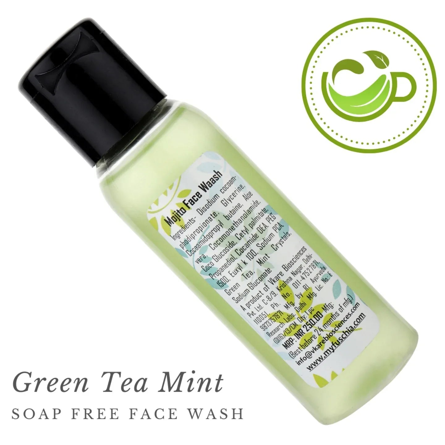 Fuschia Mojito Green Tea Mint Soap Free Face Wash - 50g - Orgoshops