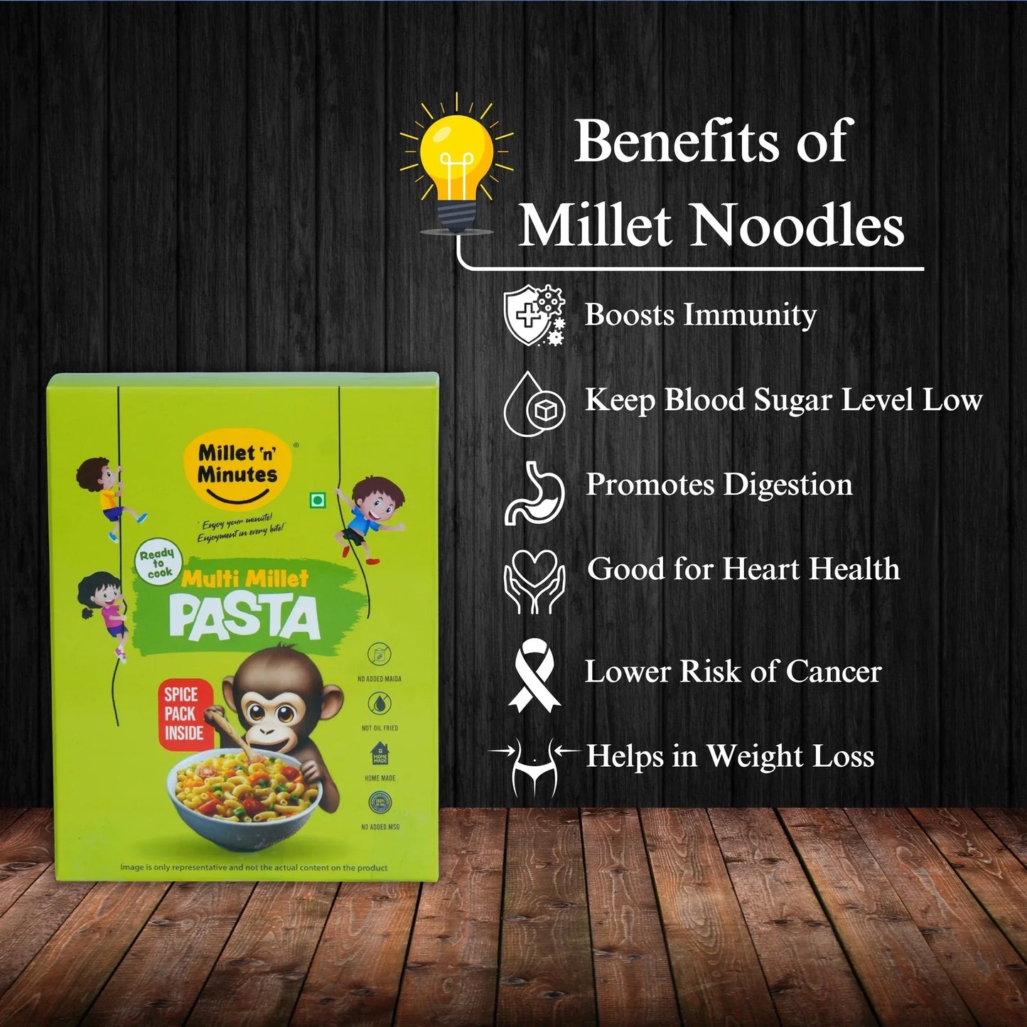 Millet 'n' Minutes Millet Pasta - Multigrain - 180 g (Pack of 2) - Orgoshops