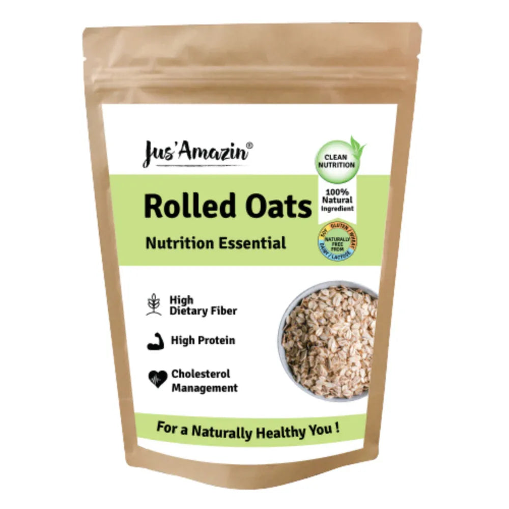 Jus Amazin Rolled Oats (500g) | Single Ingredient - 100% Natural Rolled Oats - Orgoshops