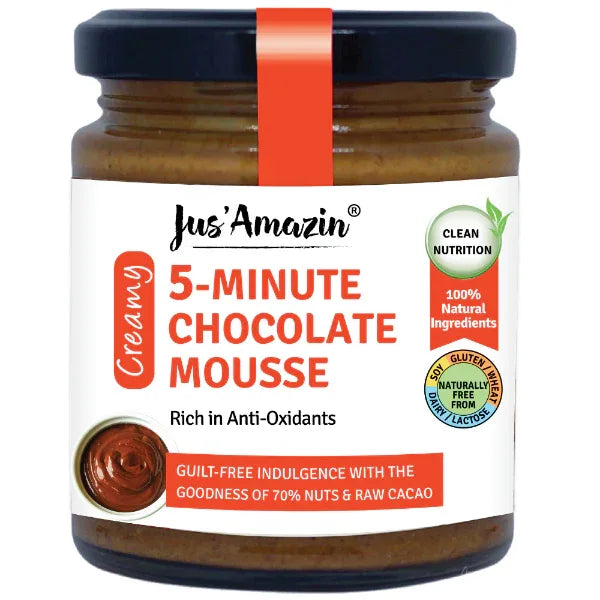 Jus Amazin 100% Natural 5-Minute Chocolate Mousse (200g) | Only 5 Ingredients - Orgoshops