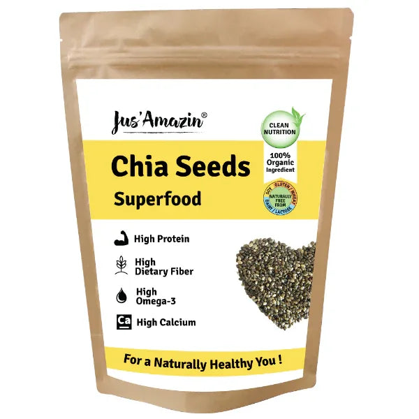Jus Amazin Organic Chia Seeds (100g) | Single Ingredients – 100% Organic Chia seeds - Orgoshops