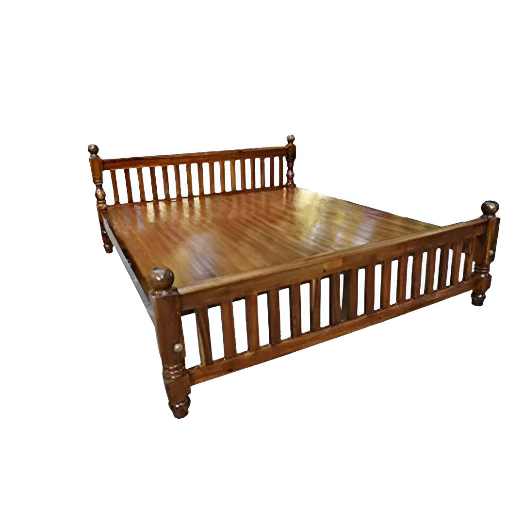 KPR Furniture Wooden Double Cot Bed Size - 75 × 48inches ( Brown ) - Orgoshops