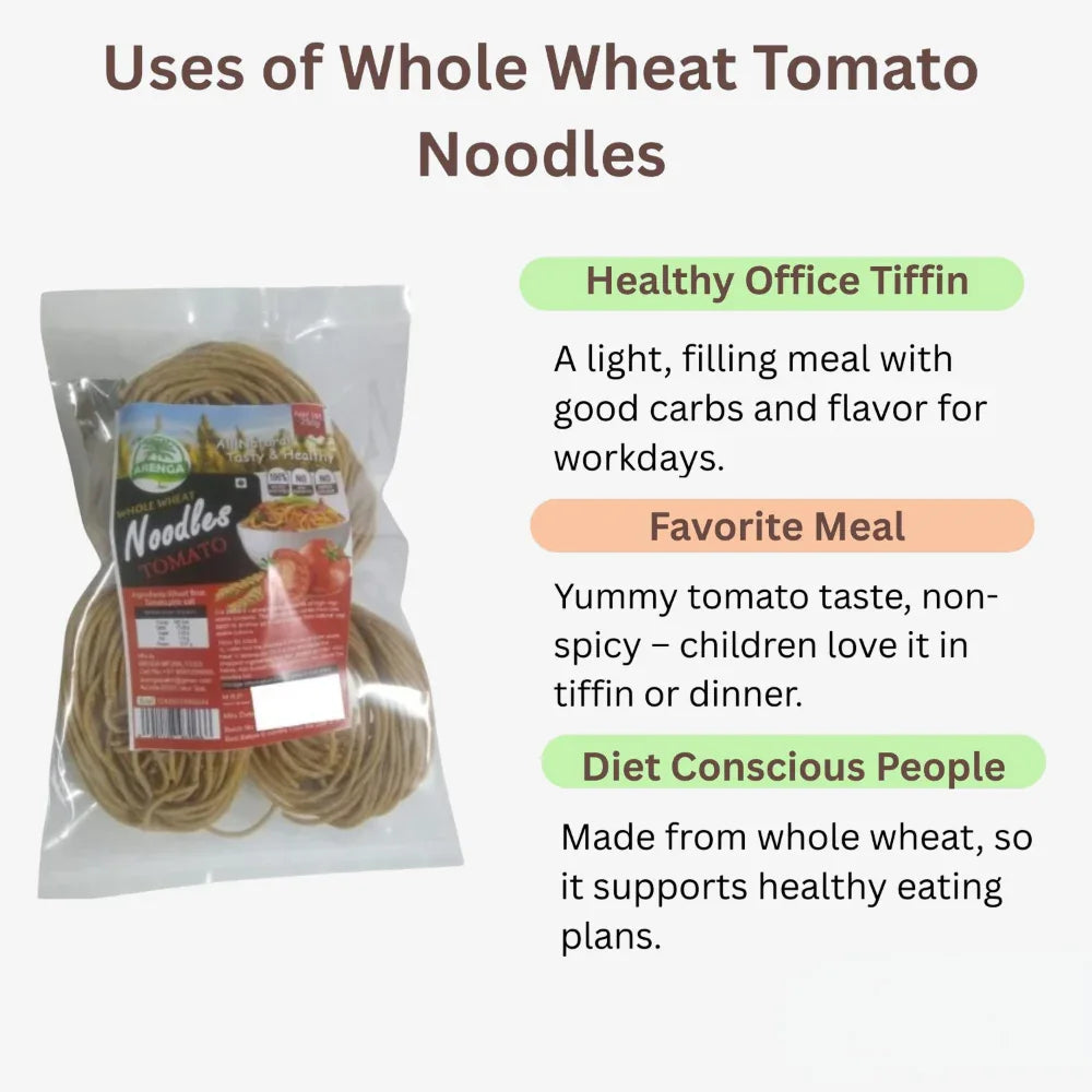 Arenga Whole Wheat Tomato Noodles / Thakkali Noodles / Tamota Noodles / Tamaatar Noodles - 250 g - Orgoshops