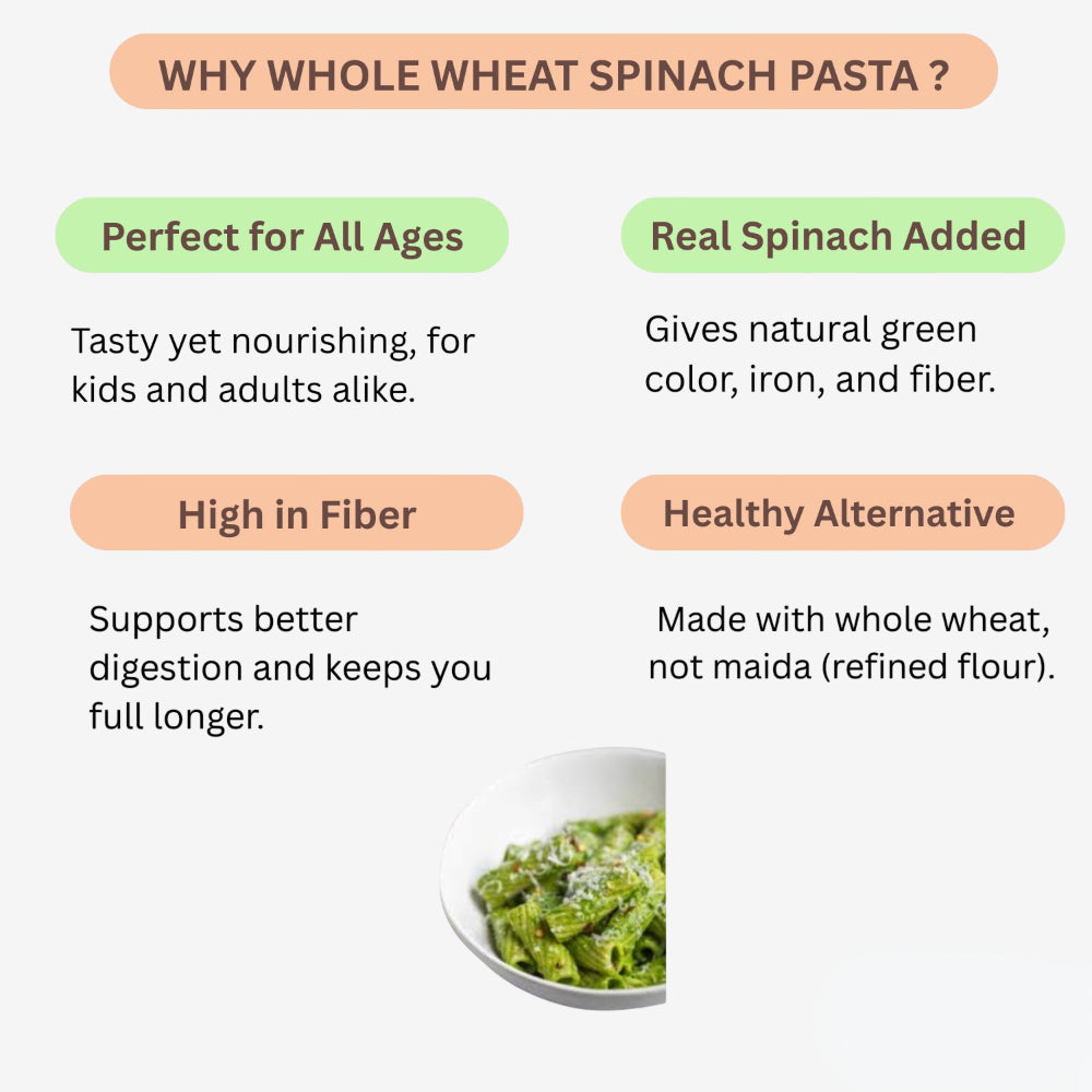 Arenga Whole Wheat Pasta Spinach / Pasalai Keerai Pasta / Paalak Pasta / Palakura Pasta / Chira Pasta - 250 g