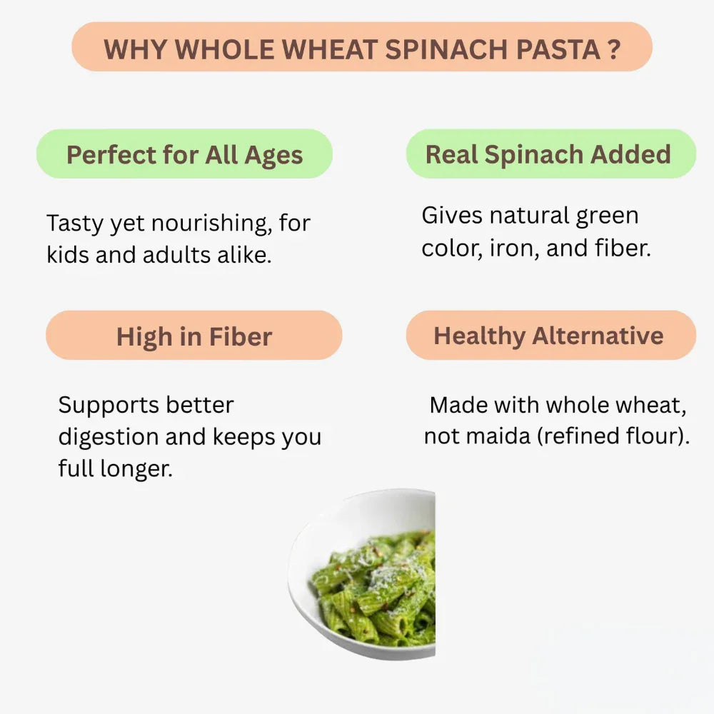 Arenga Whole Wheat Pasta Spinach / Pasalai Keerai Pasta / Paalak Pasta / Palakura Pasta / Chira Pasta - 250 g - Orgoshops