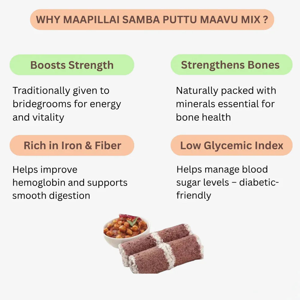 Dhaanyas Puthu Maapillai Samba Puttu Maavu Mix - 250 g (Pack of 3) - Orgoshops