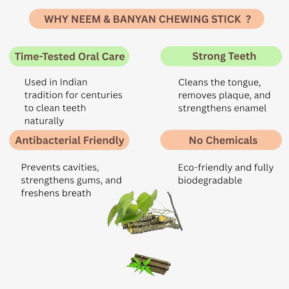 Oxygen Herbals Neem And Banyan Chewing Stick - 25+25 - Orgoshops