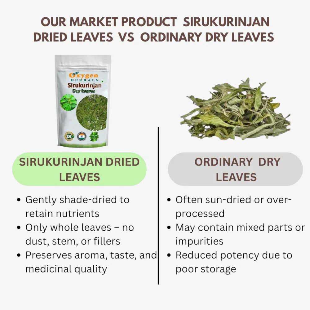 Oxygen Herbals Pure Sirukurinjan Dried Leaves - 130 g - Orgoshops