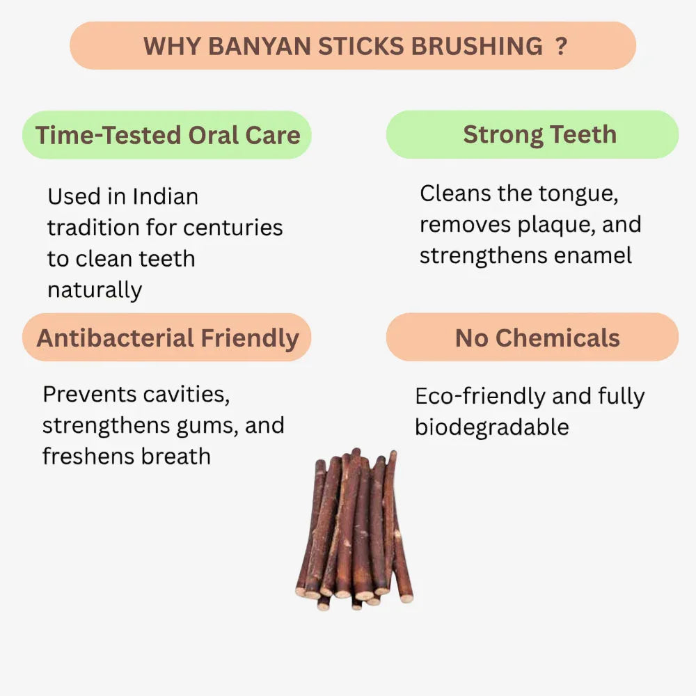 Oxygen Herbals Banyan Sticks Brushing - 25 sticks - Orgoshops