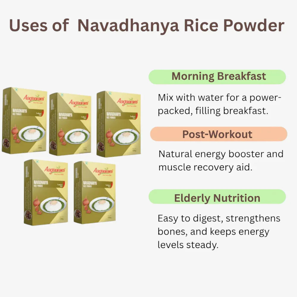 Aagaaram Navadhanya Rice Powder - 100g ( Pack of 5 ) - Orgoshops