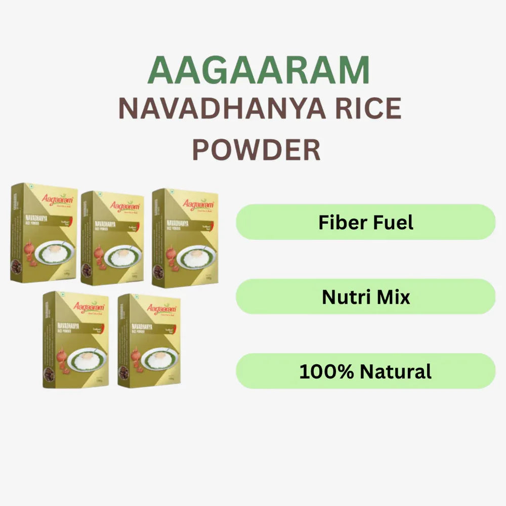 Aagaaram Navadhanya Rice Powder - 100g ( Pack of 5 ) - Orgoshops