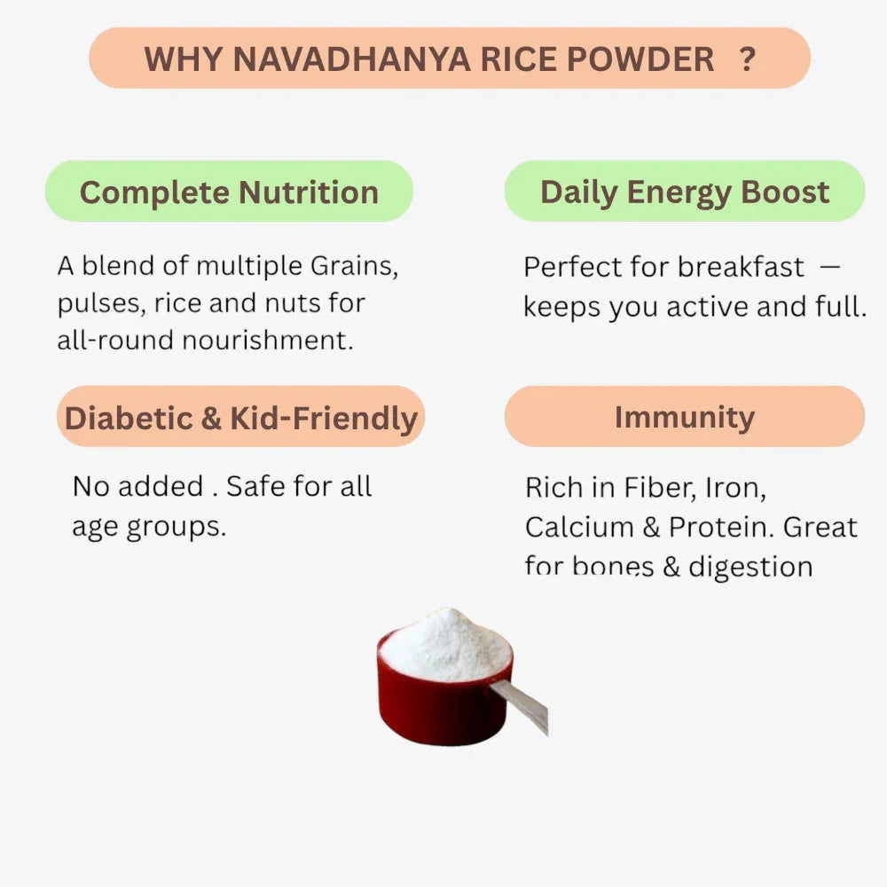 Aagaaram Navadhanya Rice Powder - 100g ( Pack of 5 ) - Orgoshops