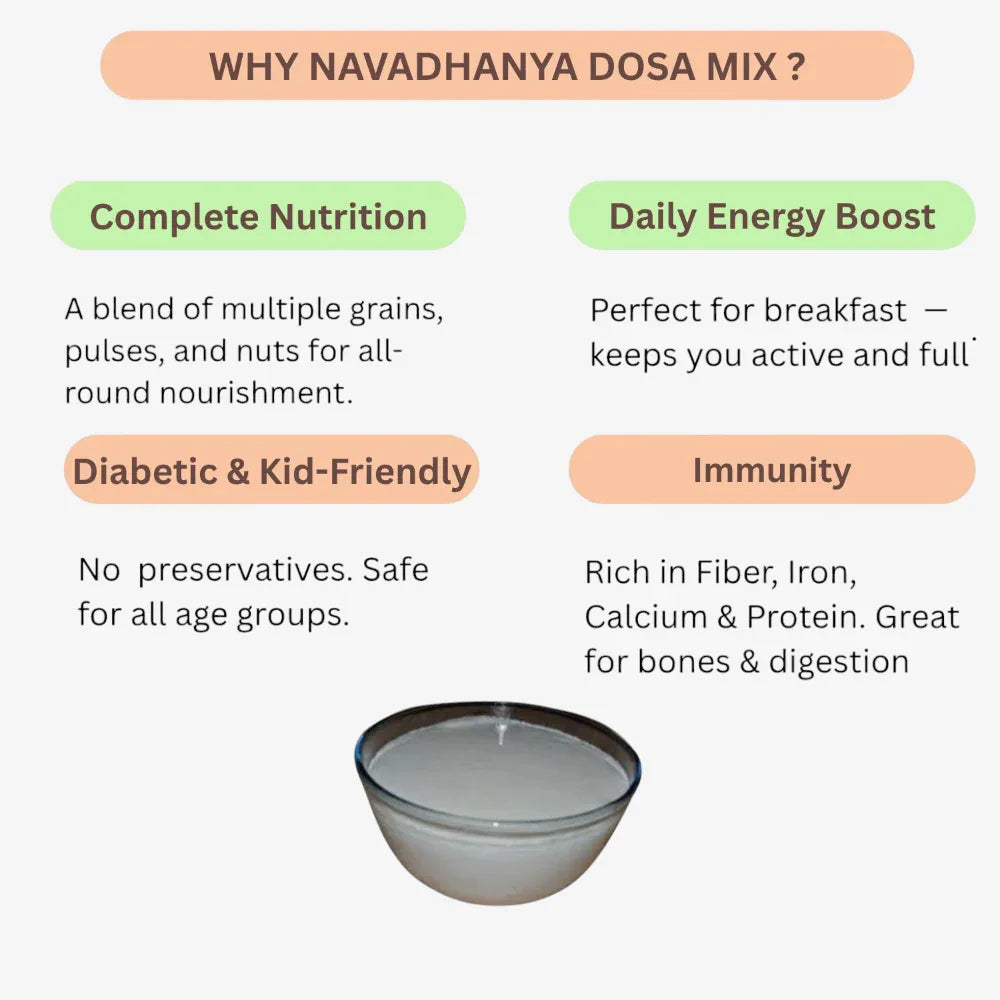 Aagaaram Navadhanya Dosa Mix - 600g ( Pack of 3 ) - Orgoshops
