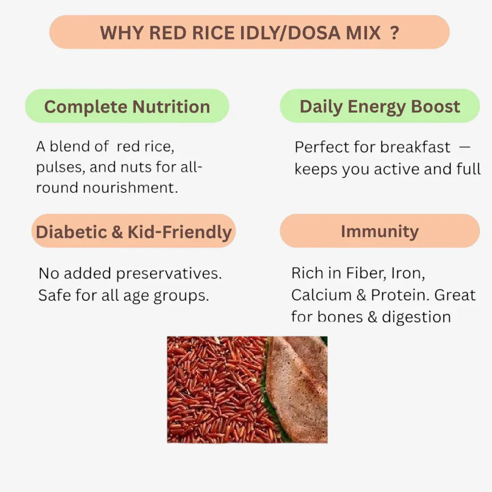 Aagaaram Red Rice Idly / Dosa Mix - 200g ( Pack of 4 ) - Orgoshops
