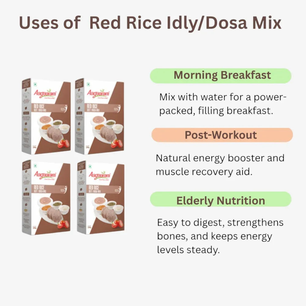 Aagaaram Red Rice Idly / Dosa Mix - 200g ( Pack of 4 ) - Orgoshops