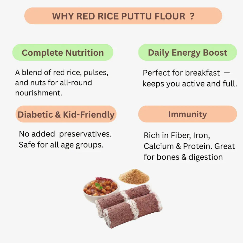 Aagaaram Red Rice Puttu Flour - 200g ( Pack of 4 ) - Orgoshops