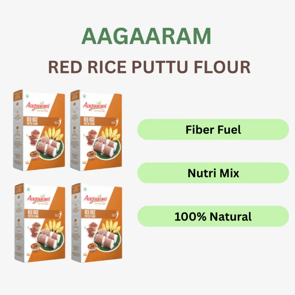 Aagaaram Red Rice Puttu Flour - 200g ( Pack of 4 ) - Orgoshops
