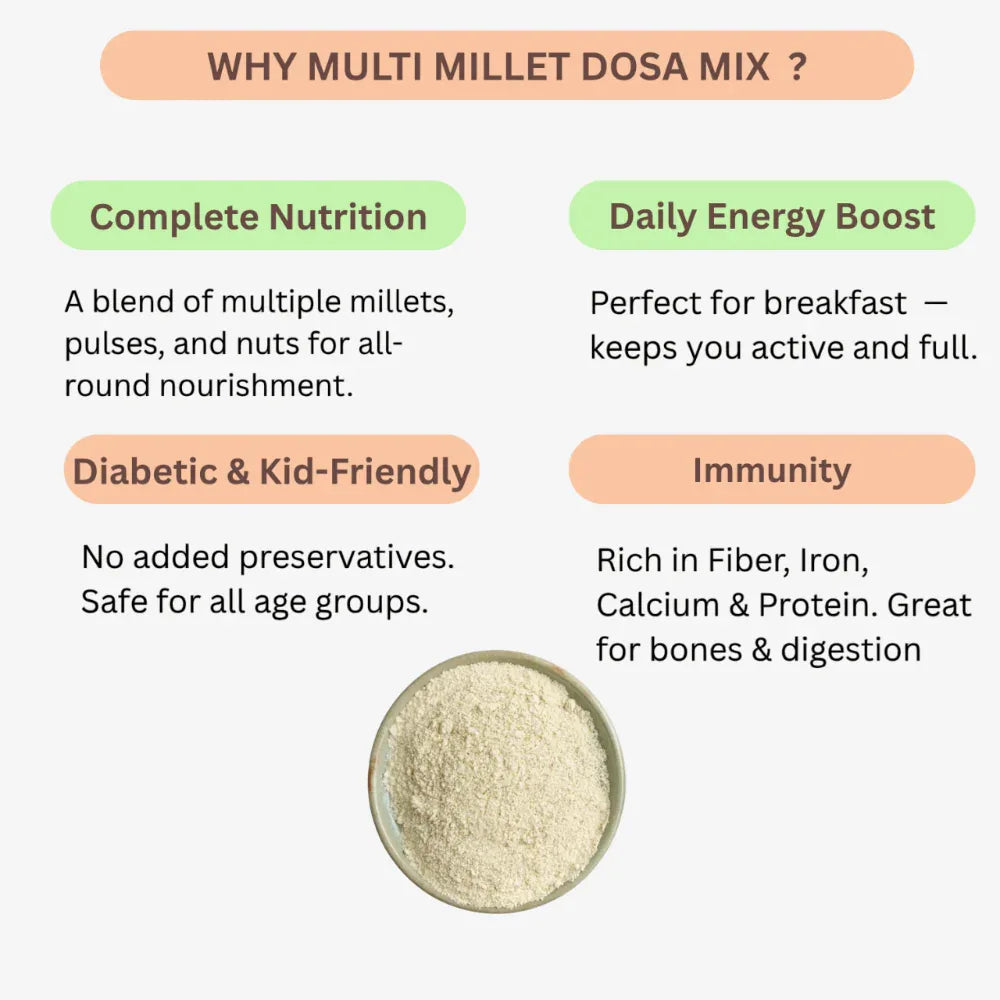 Aagaaram Multi Millet Dosa Mix - 600g ( Pack of 3 ) - Orgoshops