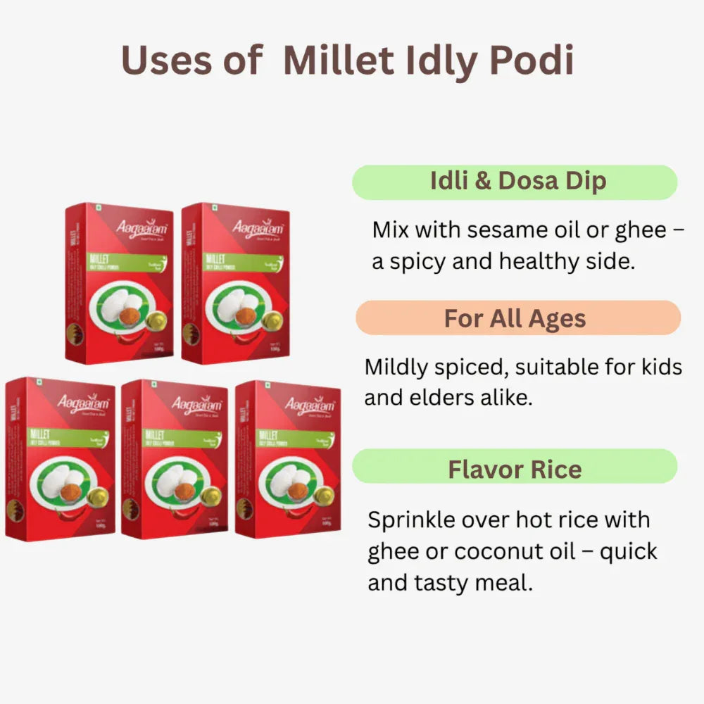 Aagaaram Millet Idly Podi - 100g ( Pack of 5 ) - Orgoshops