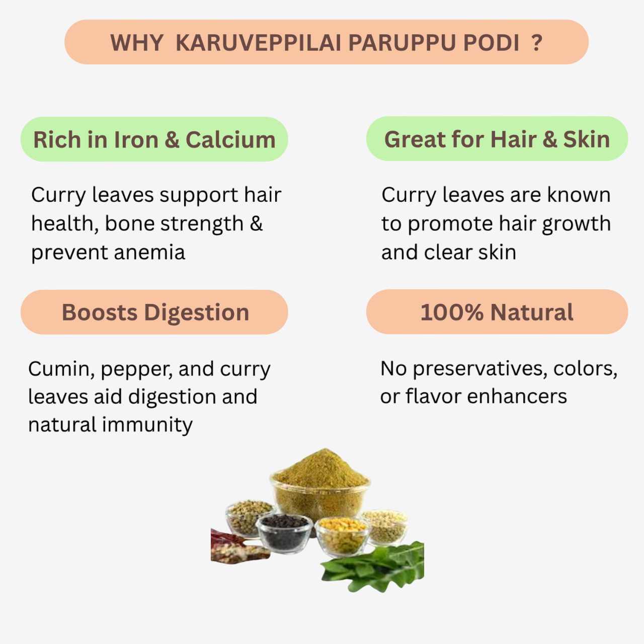 Karai Uzhavan Kudil Karuveppilai Paruppu Podi - 100 g (Pack of 2)