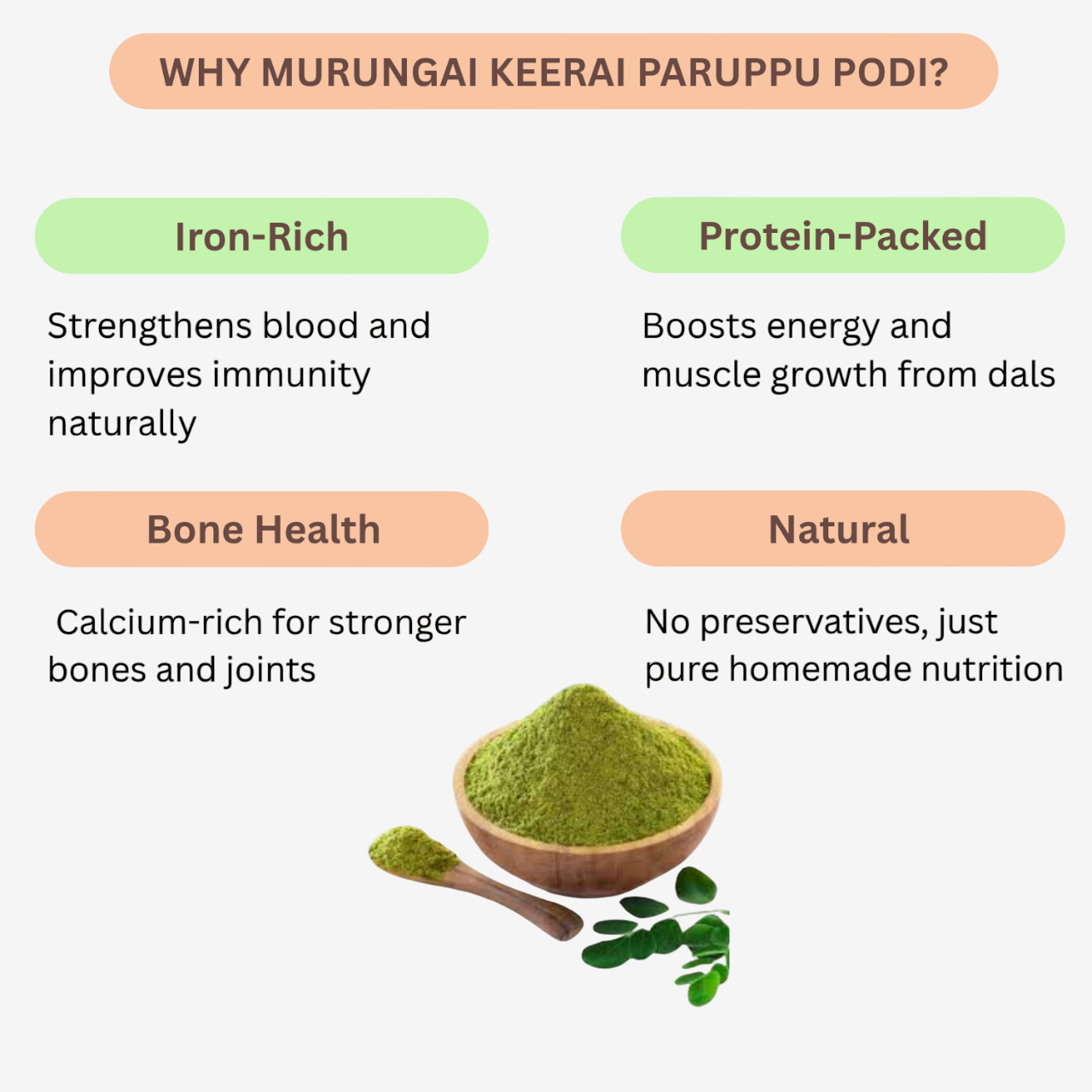 Karai Uzhavan Kudil Murungai Keerai Paruppu Podi - 100 g (Bye 1 Get 1 Free Offer)