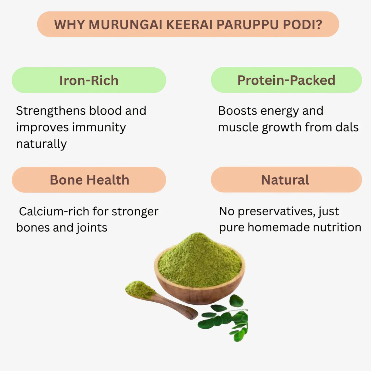 Karai Uzhavan Kudil Murungai Keerai Paruppu Podi - 100 g (Bye 1 Get 1 Free Offer) - Orgoshops