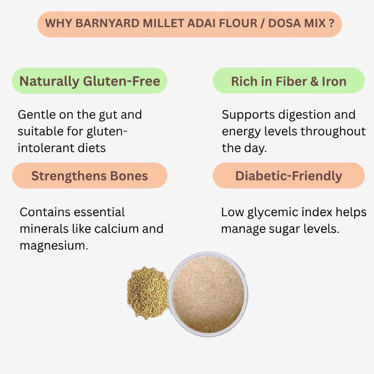 Intake Barnyard Millet Adai Flour / Kuthiravali Flour / Millet Adai Flour - 500 g