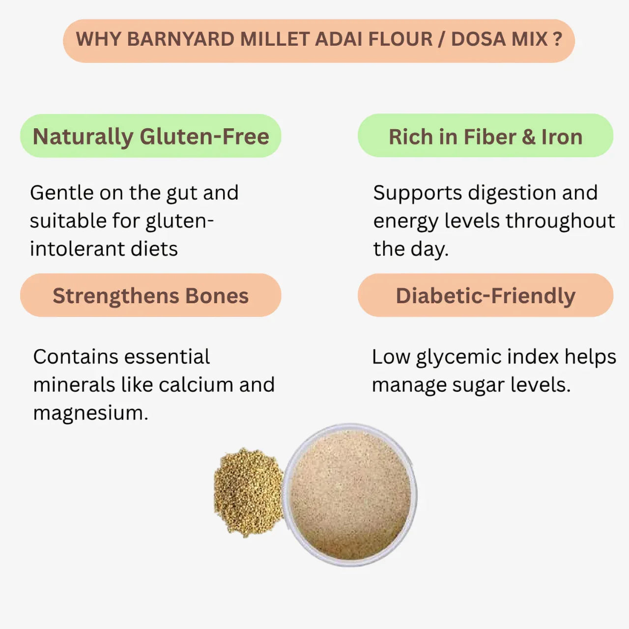 Intake Barnyard Millet Adai Flour / Kuthiravali Flour / Millet Adai Flour - 500 g - Orgoshops