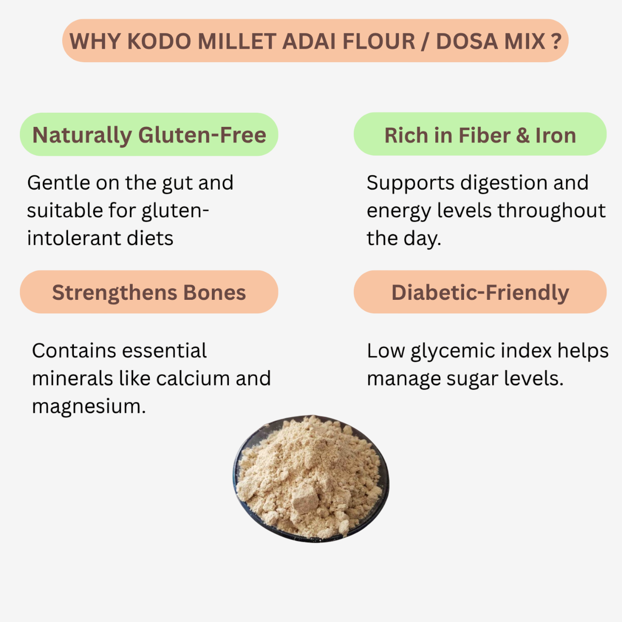 Intake Kodo Millet Adai Flour / Varagu Adai Flour / Millet Adai Flour - 500 g