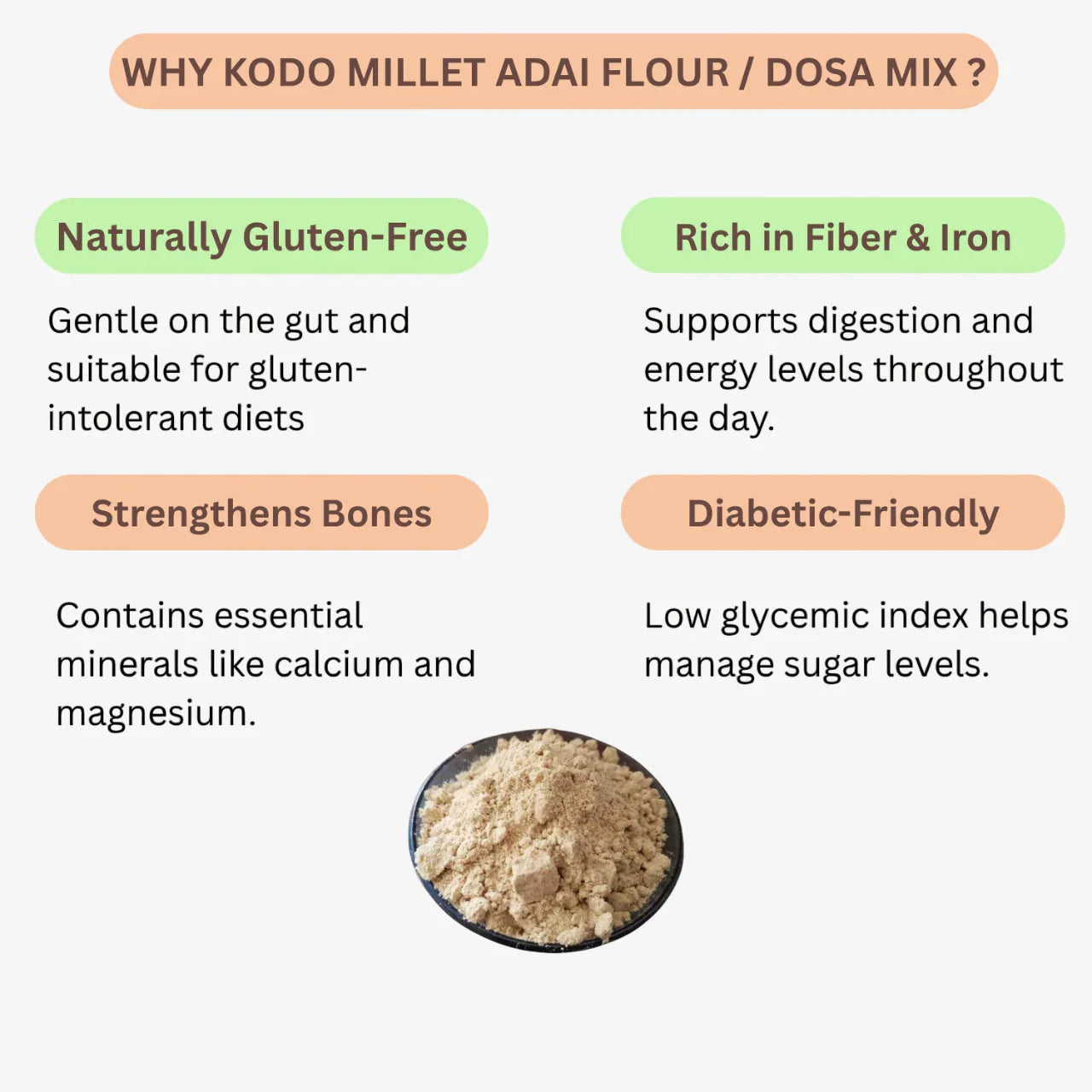 Intake Kodo Millet Adai Flour / Varagu Adai Flour / Millet Adai Flour - 500 g - Orgoshops