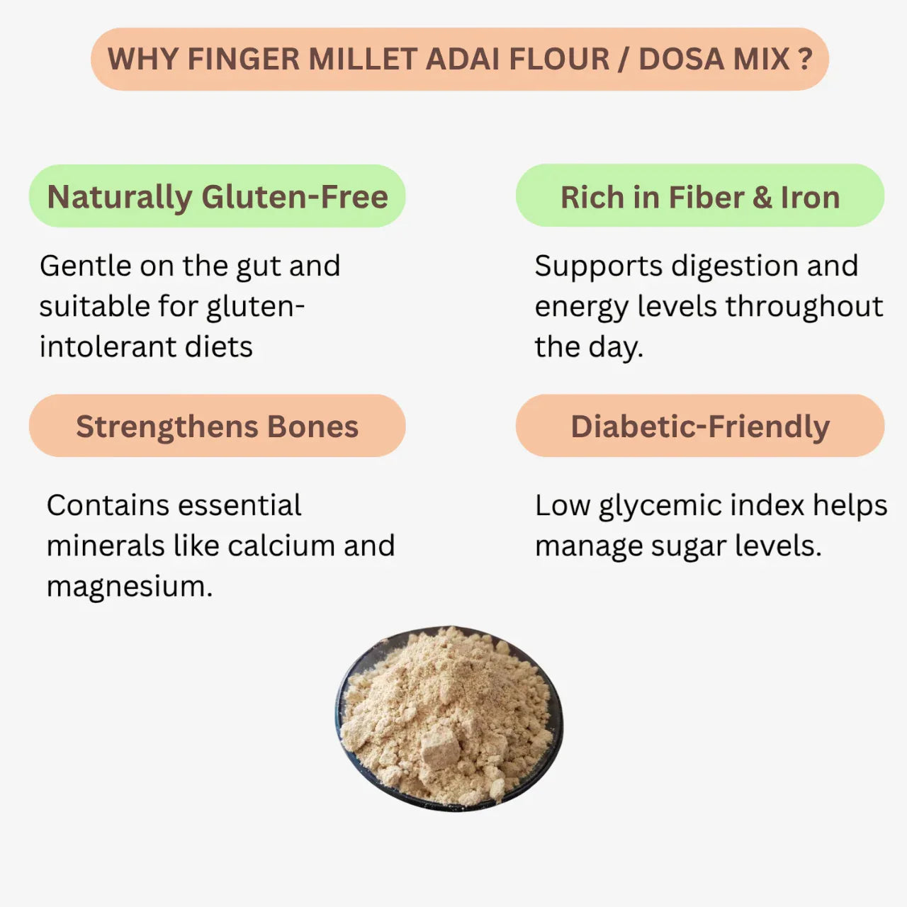 Intake Finger Millet Adai Flour / Ragi Adai Flour / Millet Adai Flour - 1 kg - Orgoshops