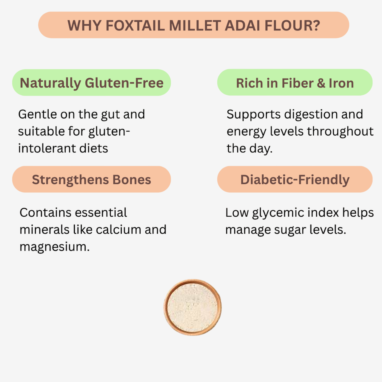 Intake Foxtail Millet Adai Flour / Thinai Adai Flour / Millet Adai Flour - 500 g