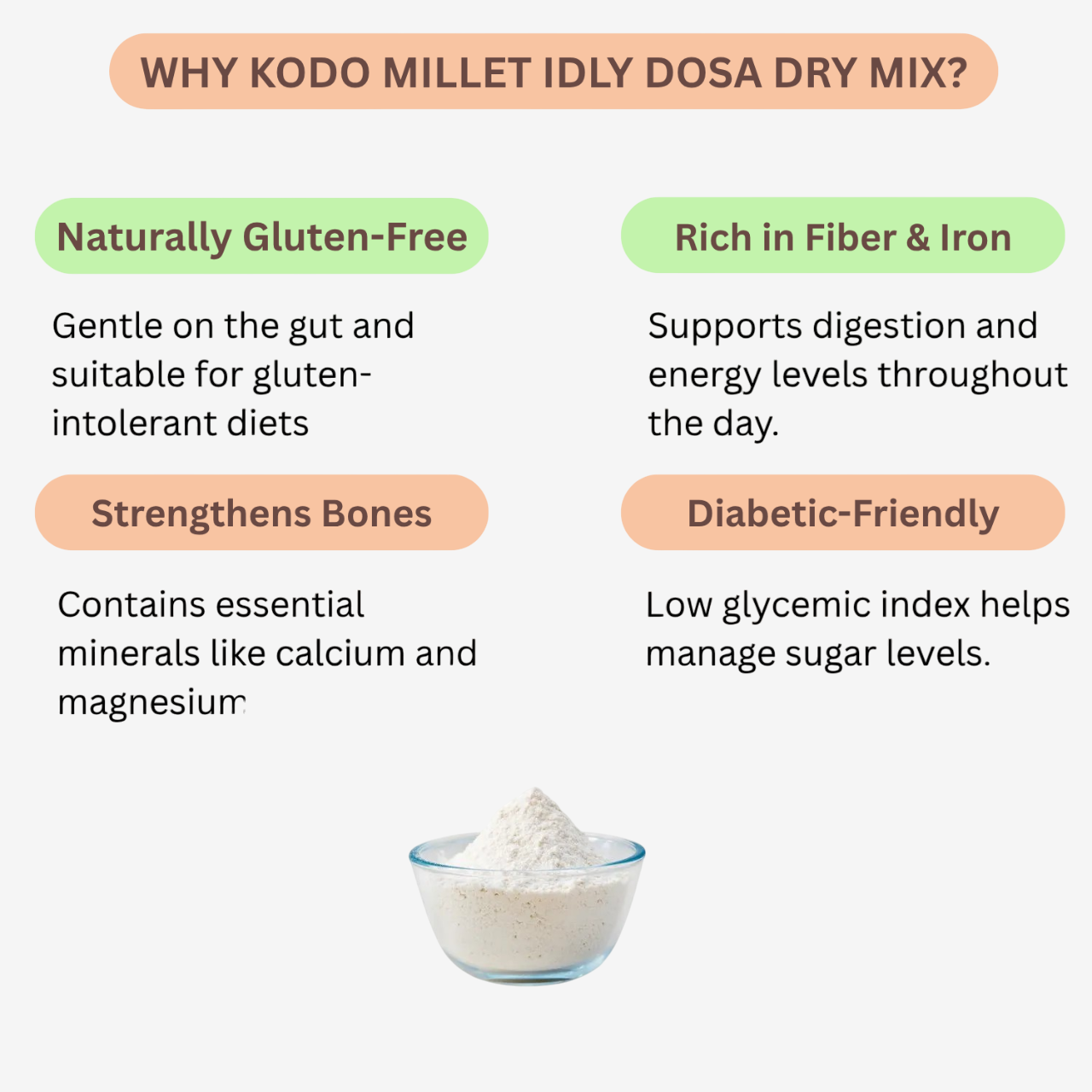 Intake Kodo Millet Idly Dosa Dry Mix / Varagu Mix / Kodo Idly Dosa Dry Mix - 500 g
