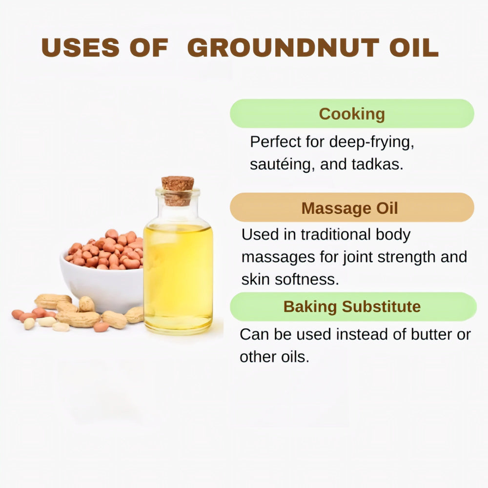 Abinisha Cold Pressed Groundnut Peanuts Oil / Peanut Oil / Cold Pressed Groundnut Oil for Cooking - 1 Litre