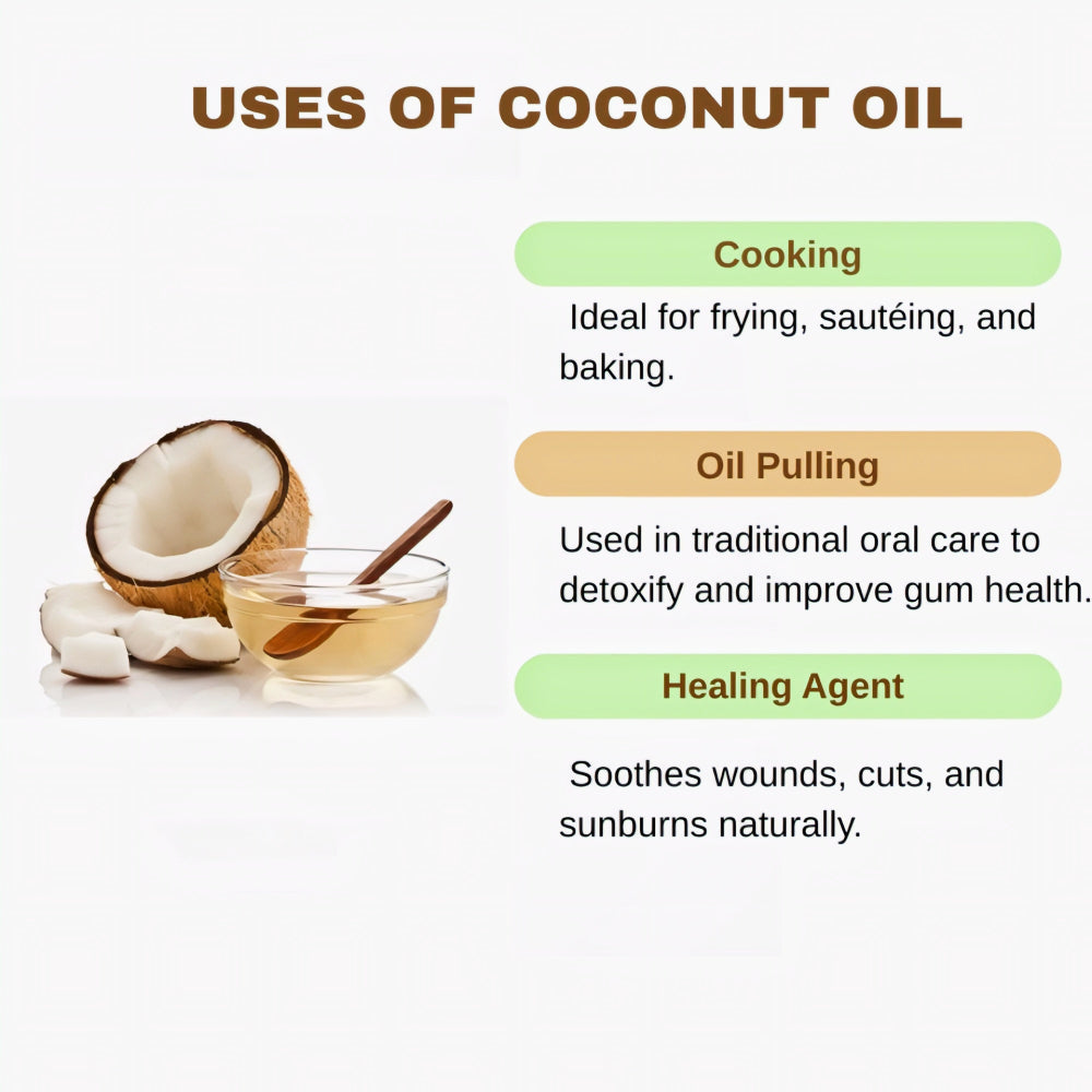 Abinisha Cold Pressed Coconut Oil / Kolhu / Kacchi Ghani / Wood Chekku Coconut Oil - 1 Litre