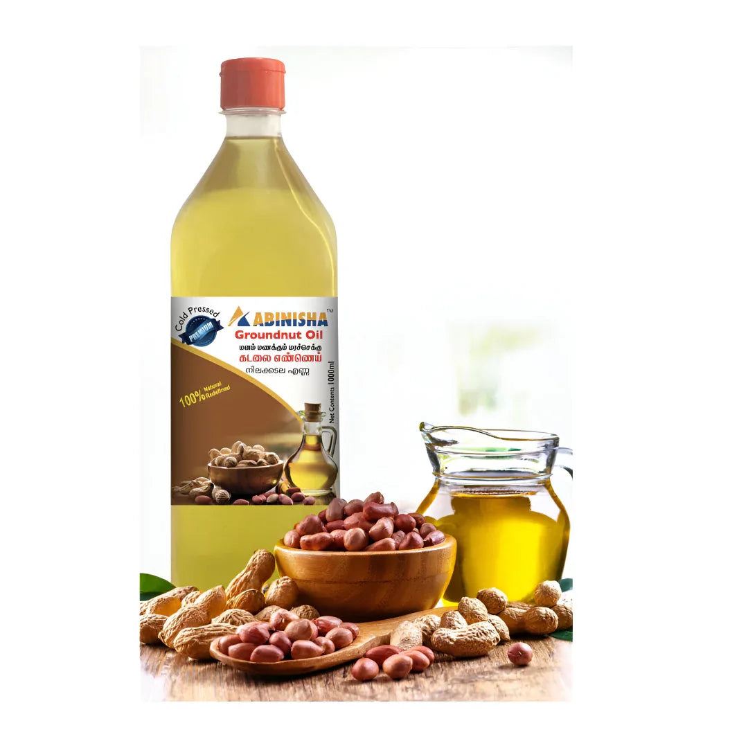Abinisha Cold Pressed Groundnut Peanuts Oil / Peanut Oil / Cold Pressed Groundnut Oil for Cooking - 1 Litre - Orgoshops