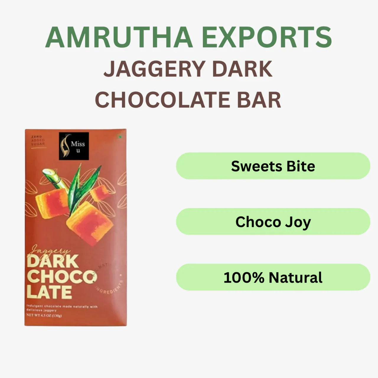 Amrutha Exports Jaggery Dark Chocolate Bar - 130g - Orgoshops