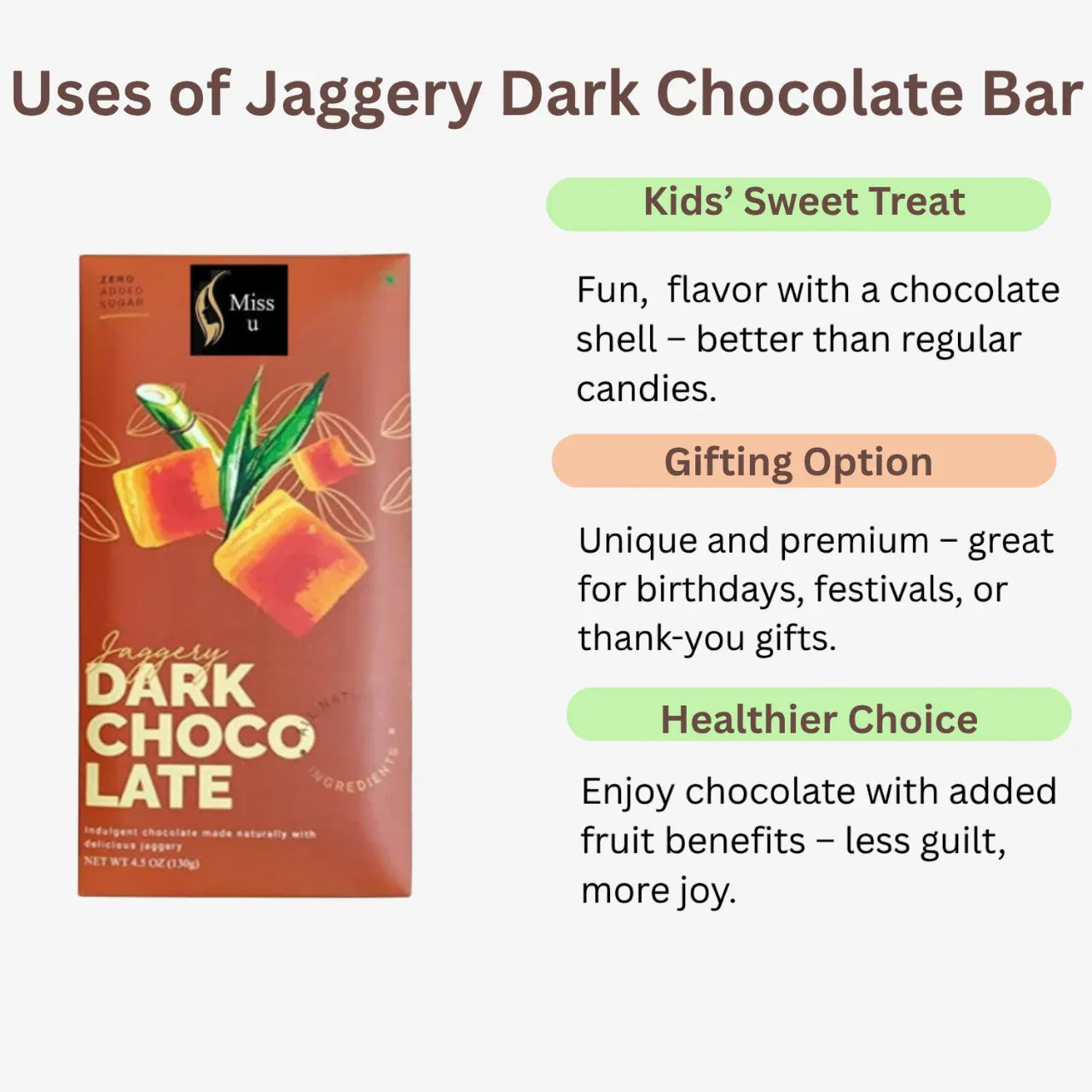 Amrutha Exports Jaggery Dark Chocolate Bar - 130g - Orgoshops