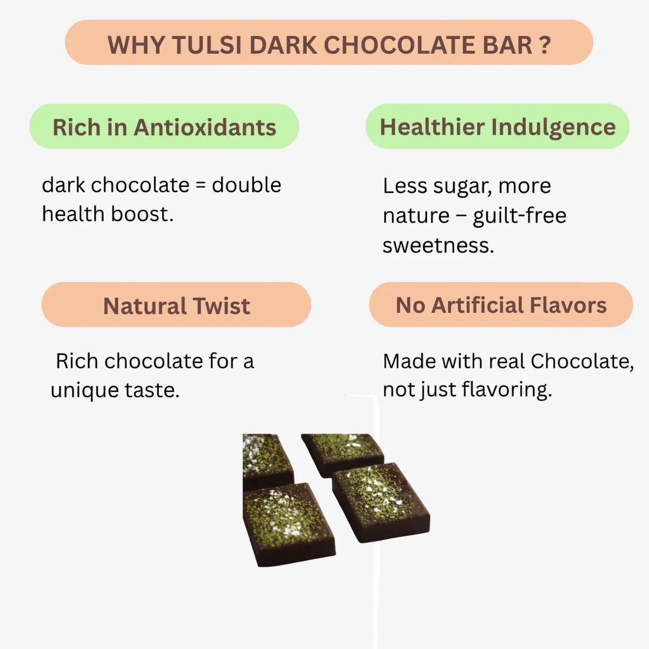 Amrutha Exports Miss U No Added Sugar Tulsi Dark Chocolate Bar - 120g - Orgoshops