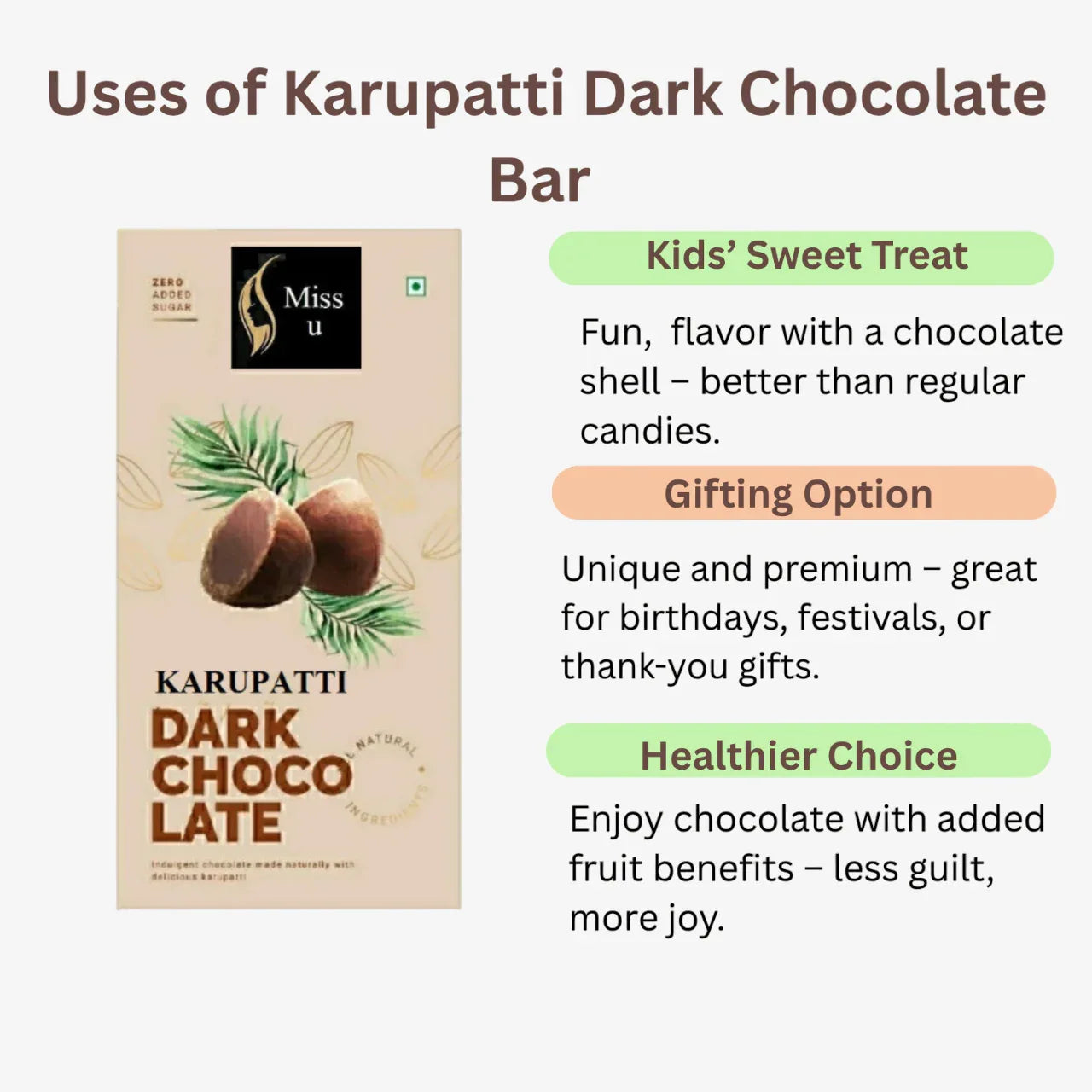 Amrutha Exports Karupatti Dark Chocolate Bar - 130g - Orgoshops