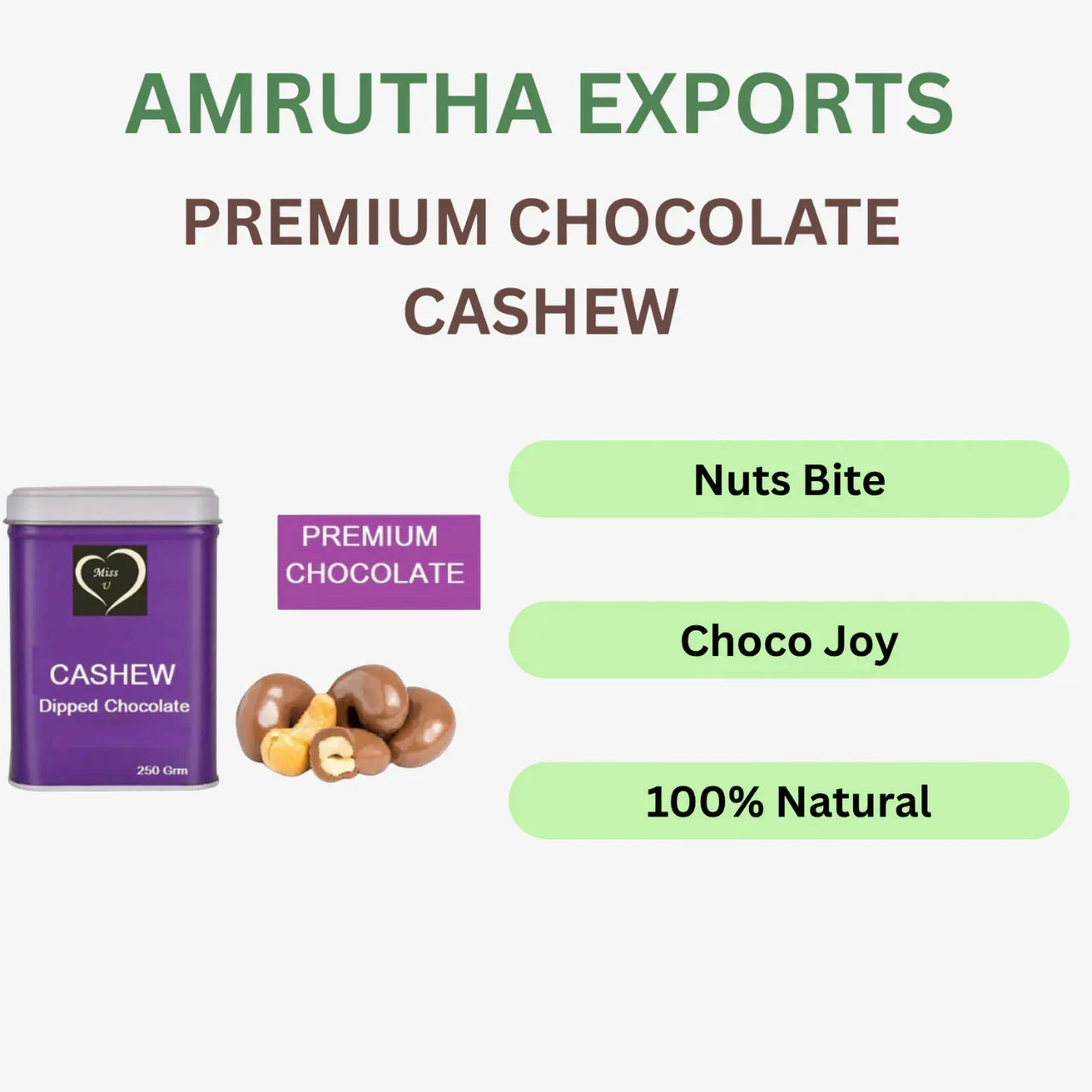 Amrutha Exports Premium Chocolate Cashew - Orgoshops