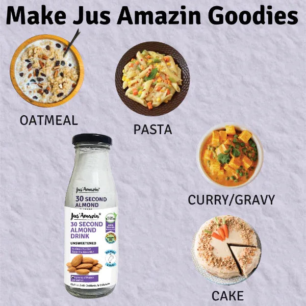 Jus Amazin 30-Second Almond Drink - Unsweetened (5X25g Sachets) - Orgoshops