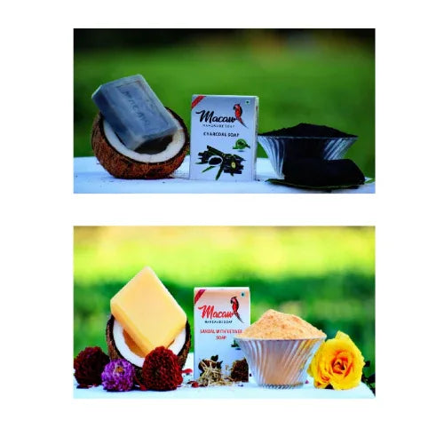 Macaw Herbal Charcoal and Sandal Soap - 200g (pack of 2) - Orgoshops