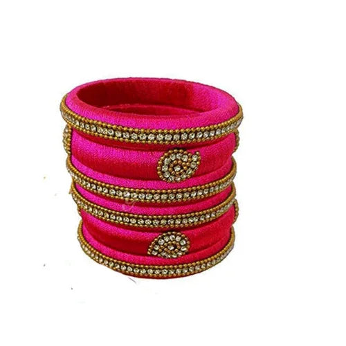 Pink Silk Thread Necklace Set - Orgoshops