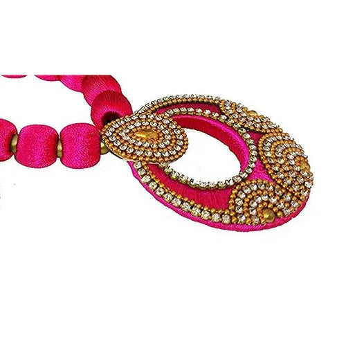 Pink Silk Thread Necklace Set - Orgoshops