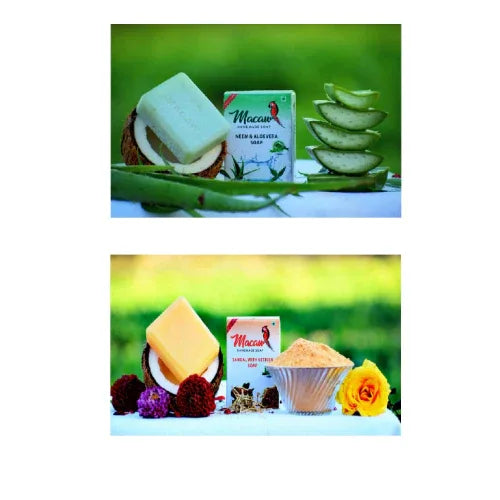 Macaw Herbal Neem and Aloe vera and Sandal Soap - 2*100gms (Pack of 2) - Orgoshops