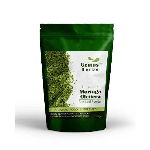 Genius Herbs Moringa Oleifera Raw Leaf Powder - 100gm - Orgoshops
