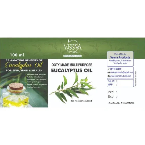Veena Ooty Made Multipurpose Eucalyptus Oil - 100ml - Orgoshops