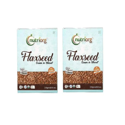 Nutriorgo Certified Organic Flaxseed Raw - 250g ( Pack of 2 ) - Orgoshops